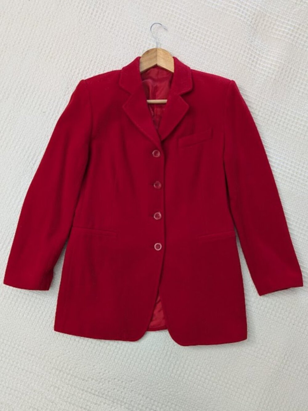 Wool Cashmere Blend Office Business Casual Red Blazer Power Dressing - Picture 2 of 9